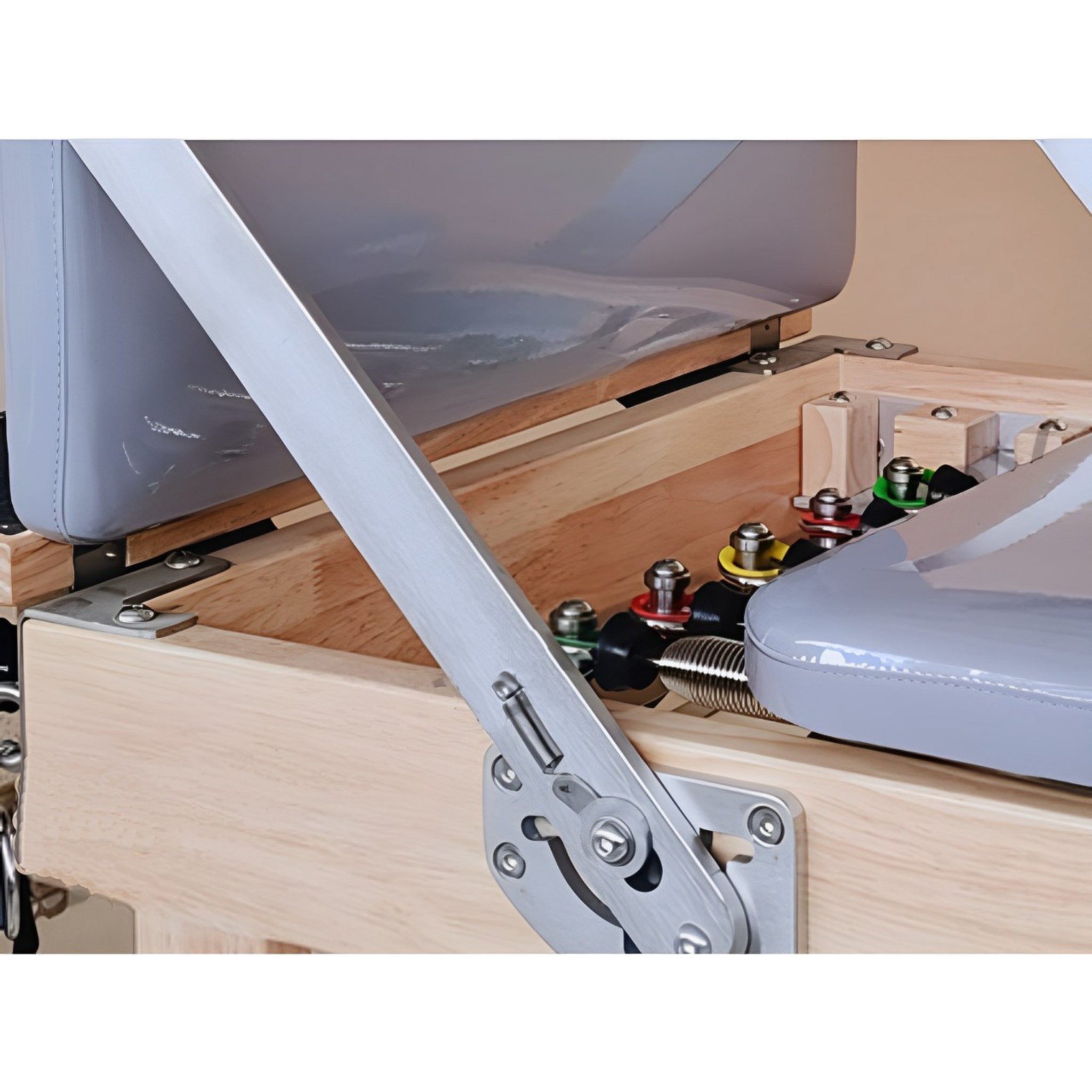Foldable Pilates Reformer Oak Stainless Steel Bar